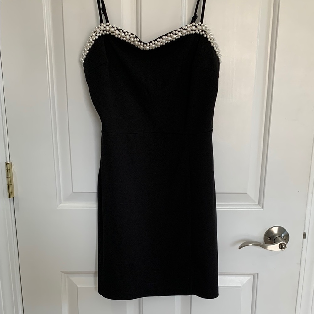 B Darlin Black Sheath Mini Dress with Spaghetti Straps